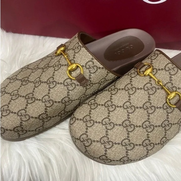 Gucci Women's Monogram Winter Boots - Brown and Gold - Picture 1 of 9
